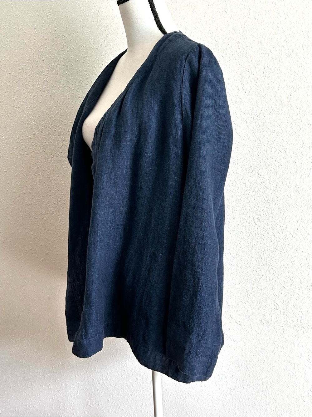 Pure J.Jill Linen Open Front Cardigan 100% Linen Blue Women's Size L Pockets - Picture 5 of 8
